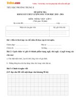 Đề khảo sát chất lượng đầu năm học 2015 - 2016 môn Toán, Tiếng Việt lớp 5 trường tiểu học Phương Trung 2