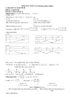 Tóm tắt các dạng toán 12 (thường gặp)