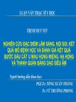 Nghiên cứu đặc điểm lâm sàng, cận lâm sàng và bước đầu đánh giá kết quả phẫu thuật u máu ở họng, thanh quản bằng dao siêu âm 