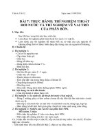 tHÍ NGHIỆM THOÁT HƠI NƯỚC VÀ VAI TRÒ CỦA PHÂN BÓN