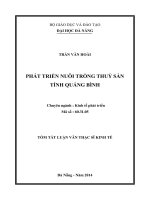 PHÁT TRIỂN NUÔI TRỒNG THUỶ sản TỈNH QUẢNG BÌNH