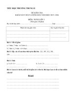 Đề thi khảo sát chất lượng đầu năm lớp 3 năm học 2015 - 2016 trường Tiểu học Phương Trung 2, Hà Nội