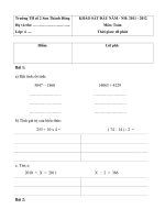 Đề kiểm tra chất lượng đầu năm Lớp 4 - Trường TH số 2 Sơn Thành Đông năm 2012