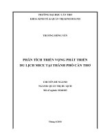 Chuyên đề Quản Trị du lịch PHÂN TÍCH TRIỂN VỌNG PHÁT TRIỂN DU LỊCH MICE TẠI THÀNH PHỐ CẦN THƠ