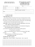 Đề kiểm tra cuối kì I môn Tiếng Việt lớp 2 trường tiểu học Kim An năm 2014 - 2015