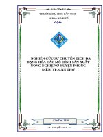 NGHIÊN cứu sự CHUYỂN DỊCH đa DẠNG hóa các mô HÌNH sản XUẤT NÔNG NGHIỆP ở HUYỆN PHONG điền, TP  cần THƠ