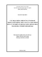 Các hoạt động thích ứng về sinh kế của cộng đồng dân cư ven biển trong nuôi trồng thủy sản xã hoằng châu, huyện hoằng hóa, tỉnh thanh hóa với biến đổi khí hậu