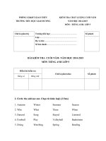 Đề thi học kỳ 2 môn Tiếng Anh lớp 5 trường Tiểu học Giao Hương năm 2015