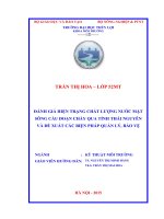 ĐÁNH GIÁ HIỆN TRẠNG CHẤT LƯỢNG nước mặt SÔNG cầu đoạn CHẢY QUA TỈNH THÁI NGUYÊN và đề XUẤT các BIỆN PHÁP QUẢN lý, bảo vệ 