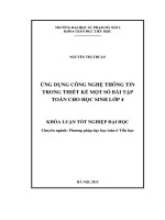 Khoá luận tốt nghiệp ứng dụng công nghệ thông tin trong thiết kế một số bài tập toán cho học sinh lớp 4