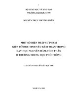 Một số biện pháp sư phạm giúp dỡ học sinh yếu kém toán trong dạy học nguyên hàm tích phân ở trường Trung Học Phổ Thông