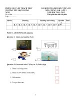 Đề kiểm tra học kì 2 môn Tiếng Anh lớp 3 năm 2015 trường Tiểu học Hương Ngải, Hà Nội