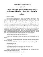 MỘT SỐ BIỆN PHÁP NÂNG CAO CHẤT LƯỢNG PHÂN MÔN TẬP VIẾT LỚP MỘT