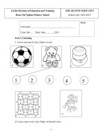 Đề thi học kì 2 môn tiếng Anh lớp 3 năm 2015 trường tiểu học Đoàn Thị Nghiệp, Tiền Giang