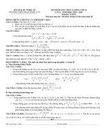 Đề thi thử ĐH Trường THPT Phan Đăng Lưu, năm học 2010   2011