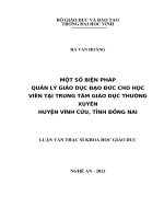 Một số biện pháp quản lý giáo dục đạo đức cho học viên tại Trung tâm Giáo dục Thường xuyên huyện Vĩnh Cửu, tình Đồng Nai