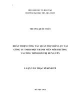 Hoàn thiện công tác quản trị nhân lực tại công ty TNHH một thành viên môi trường và công trình đô thị Hưng Yên