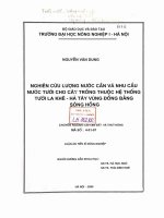 Nghiên cứu lượng nước cần và nhu cầu nước tưới cho cây trồng thuộc hệ thống tưới la khê hà tây vùng đồng bằng sông hồng