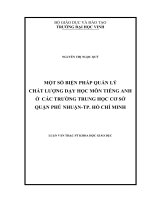 Một số biện pháp quản lý chất lượng dạy học môn tiếng anh ở các trường trung học cơ sở quận Phú Nhuận, Tp. Hồ Chí Minh