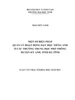 Một số biện pháp quản lý hoạt động dạy học tiếng anh ở các trường trung học phổ thông huyện Kỳ Anh, tỉnh Hà Tĩnh
