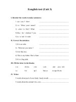 Eenglish test ( unit 3) 