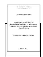 Một số giải pháp nâng cao chất lượng đội ngũ cán bộ quản lý trường Tiểu học huyện Trảng Bom, tỉnh Đồng Nai