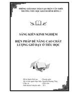 BIỆN PHÁP ĐỂ NÂNG CAO CHẤT  LƯỢNG GIỜ DẠY Ở TIỂU HỌC