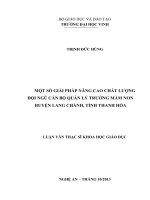 Một số giải pháp nâng cao chất lượng đội ngũ cán bộ quản lý trường mầm non huyện Lang Chánh, tỉnh Thanh Hóa