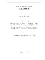 Một số giải pháp nâng cao chất lượng đội ngũ giáo viên trường trung học cơ sở ở các xã vùng cao huyện Thường Xuân, tỉnh Thanh Hóa