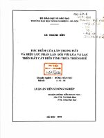 Đặc điểm của lân trong đất và hiệu lực phân lân đối với lúa và lạc trên đất cát biển tỉnh thừa thiên huế