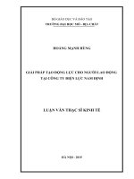 Giải pháp tạo động lực cho người lao động tại Công ty Điện lực Nam Định