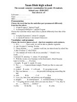 đề thi tiếng anh học kì 2 (XĐ)