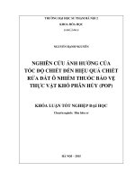 Nghiên cứu ảnh hưởng của tốc độ chiết đến hiệu quả chiết rửa đất ô nhiễm thuốc bảo vệ thực vận khó phân hủy (POP)