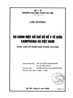 So sánh một số chỉ số về y tế giữa campuchia và việt nam