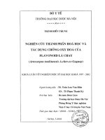 Nghiên cứu thành phần hóa học và tác dụng chống oxy hóa của flavonoid lá chay (artocarpus tonkinensis a chev ex gagnep)