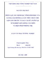 phân lập, xác định đặc tính sinh học của e.coli, salmonella gây tiêu chảy cho lợn con trước và sau cai sữa nuôi tại xí nghiệp lợn giống cầu diễn và biện pháp phòng trị
