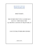 Một số biện pháp nâng cao hiệu quả quản lý thiết bị dạy học tại trường cao đẳng Sư phạm Nghệ An