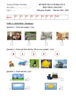 Đề thi học kì 2 môn Tiếng Anh lớp 3 năm 2015 trường tiểu học Phạm Văn Đồng