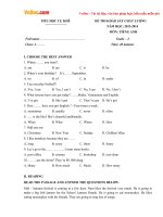 Đề thi khảo sát chất lượng môn Tiếng Anh lớp 4 trường Tiểu học Cự Khê năm 2013 - 2014