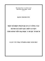 Một số biện pháp quản lý công tác đánh giá kết quả rèn luyện cho sinh viên Đại học Y dược Tp. HCM