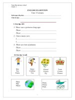 Đề kiểm tra Tiếng Anh lớp 2 trường Tiểu học Xuân Bái, Thanh Hóa