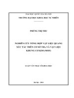 Nghiên cứu tổng hợp vật liệu quang xúc tác trên cơ sở tio2 và vật liệu khung cơ kim (MOF)