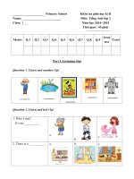 Đề thi giữa học kỳ 2 môn Tiếng Anh lớp 3 năm 2015