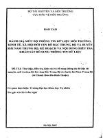 Báo cáo đánh giá mức độ thông tin dữ liệu môi trường kinh tế xá hội đối với ven bờ bắc trung bộ và duyên hải nam trung bộ kế hoạch và nội dung điều tra khảo sát bổ sung thông tin dữ liệu