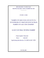 Nghiên cứu khả năng sản xuất của vịt Super Heavy nhập nội nuôi tại Trạm nghiên cứu gia cầm Cẩm Bình