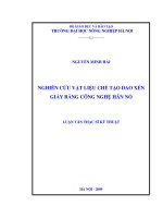 nghiên cứu vật liệu chế tạo dao xén giấy bằng công nghệ hàn nổ