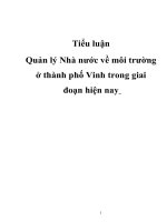 Quản lý nhà nước về môi trường ở thành phố vinh trong giai đoạn hiện nay 