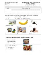 Đề thi học kì 2 môn Tiếng Anh lớp 5 trường Tiểu học B Yên Đồng, Nam Định năm 2015