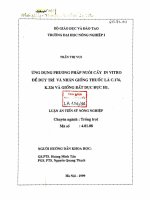 ứng dụng phương pháp nuôi cấy in vitro để duy trì và nhân giống thước lá c176 k 326 và giống bất dục đực H1
