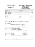 Đề thi trạng nguyên nhỏ tuổi môn Tiếng Anh lớp 5 tỉnh Vĩnh Phúc năm 2013-2014